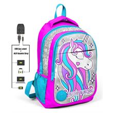 Coral High Kids Unicorn İlk ve Ortaokul Sırt Çantası - USB ve AUX Çıkışlı