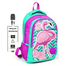 Coral High Kids Flamingo İlk ve Ortaokul Sırt Çantası - USB ve AUX Çıkışlı
