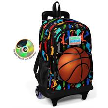 Coral High Basketbolcu Baskılı Çekçek Okul Çantası - Işıklı Tekerlekler