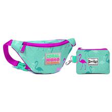 Coral High Flamingo Baskılı Bel Çantası Seti - Pembe/Yeşil