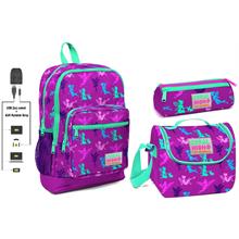 Coral High USB ve AUX Çıkışlı Okul Çanta Seti - Kız Çocuk - Peri Desenli