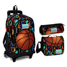 Coral High Basketbol Baskılı Çekçek Tekerlekli Okul Çanta Seti