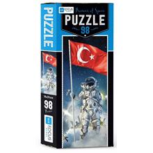 Blue Focus 98 Parça Türk Bayrağı ve Astronot Mini Panorama Puzzle