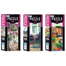 BlueFocus 128 Parça Bisiklet Puzzle Seti (3x128 Parça)