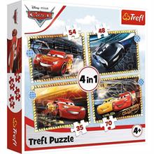 Trefl Cars Yarışı 4 lü 35+48+54+70 Parça Puzzle