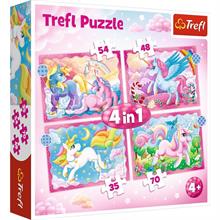 Trefl Büyülü Unicornlar 4 lü 35+48+54+70 Parça Puzzle