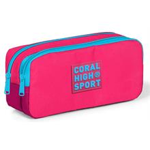 Coral High Sport Pembe-Kırmızı-Mavi Kalem Çantası - İki Gözlü