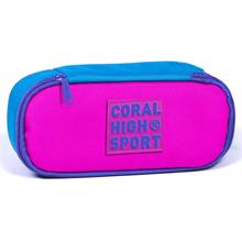 Coral High Sport Pembe Mavi İç Bölmeli Oval Kalem Çantası