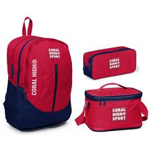 Coral High Sport Kırmızı Lacivert USB Soketli Okul Çanta Seti - Kız ve Erkek