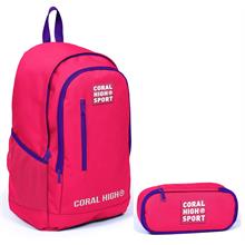 Coral High Sport Neon Mercan Okul Sırt Çantası ve Organizer Kalemlik Seti