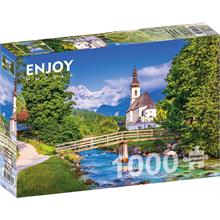 Enjoy 1000 Parça Ramsau daki Küçük Kilise Puzzle (Almanya)