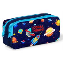 Coral High Mavi Astronot Baskılı İki Bölmeli Kalem Çantası -Erkek Çocuk