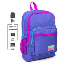 Coral High Pembe-Mor İlkokul ve Günlük Sırt Çantası - Kız Çocuk - USB ve AUX Soketli