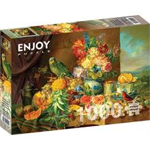 Enjoy 1000 Parçalık Puzzle - Meyveler, Çiçekler ve Papağan Natürmot