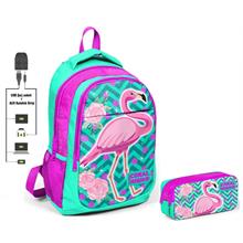 Coral High Kız Çocuk Flamingo İlkokul Çantası ve Kalemlik Seti