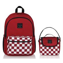 Bubbles Bag Bordo Damalı İlkokul Çantası ve Beslenme Çanta Seti
