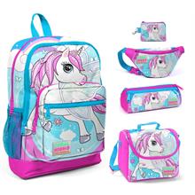 Coral High Mavi Unicorn Baskılı 5 li İlkokul Çanta Seti