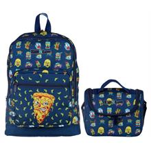 Kaukko Kids&Love Lacivert Zombie Pizza İlkokul Çanta ve Beslenme Seti - Erkek Çocuk