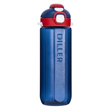 Diller 780 ml Taşıma Askılı Pipet ve Geniş Ağızlıklı Lacivert Spor Günlük Okul Matarası