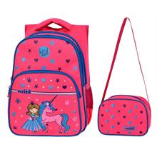 WaddellBag Kız Çocuk Üç Gözlü Pembe Unicorn İlkokul Sırt Çanta ve Beslenme Çantası Seti