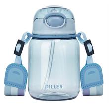 Diller 500 ml Taşıma Askılı Pipetli Mavi Çocuk Matara Suluk - Kırılmaz Tritan Malzeme