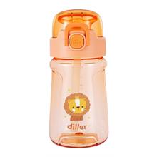 Diller 550 ml Pipetli ve Askılı Turuncu Kız ve Erkek Çocuk Matarası