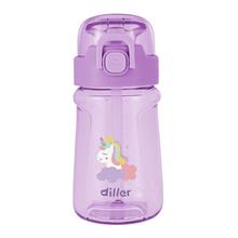 Diller 550 ml Pipetli ve Askılı Mor Kız Çocuk Matarası