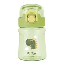 Diller 400 ml Pipetli ve Askılı Yeşil Kız ve Erkek Çocuk Matarası