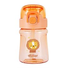 Diller 400 ml Pipetli ve Askılı Turuncu Kız ve Erkek Çocuk Matarası