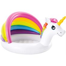 Intex 127 cm Unicorn Şekilli Şişme Taban Gölgelikli Şişme Bebek Havuzu