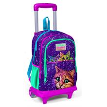 Coral High Işıklı Tekerlekli Sevimli Kediler Çekçek Okul ve Seyahat Çantası Kız Çocuk Mor
