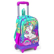 Coral High Işıklı Tekerlekli Unicorn Çekçek Okul ve Seyahat Çantası Kız Çocuk Yeşil Mor