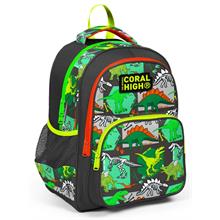 Coral High Siyah Yeşil Dinazor İlkokul Okul Sırt Çantası - Erkek Çocuk