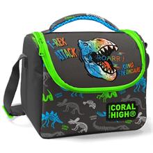 Coral High Erkek Çocuk Siyah Yeşil T-Rex Okul Beslenme Çantası - Yalıtımlı