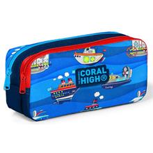 Coral High İki Bölmeli Erkek Çocuk Mavi Gemiler Kalem Çantası Kalemlik