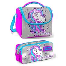 Coral High Pembe Mavi Unicorn Kız Çocuk Beslenme Çantası Seti
