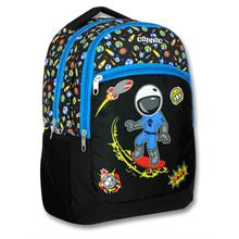 Cennec Siyah Mavi Astronot Erkek Çocuk İlkokul Okul Sırt Çantası - Üç Bölmeli