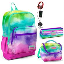 Coral High Renkli Boyama USB Soketli Üçlü İlkokul Çanta Seti - Kız Çocuk