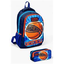 Coral High Kids Lacivert Mavi Basketbol Desenli 2 li Okul Çanta Seti - Erkek Çocuk