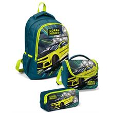 Coral High İlkokul Çanta Takımı Nefti Sarı Araba Erkek Çocuk Okul Çantası Seti
