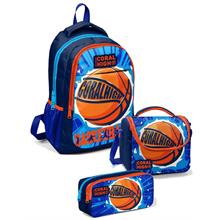 Coral High İlkokul Çanta Takımı Lacivert Turuncu Basketbol  - Erkek Çocuk Okul Çantası Seti