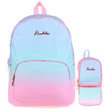 Kaukko Rainbow Pembe Mavi Ortaokul Lise Çanta ve Kalemlik Seti - Kız Çocuk