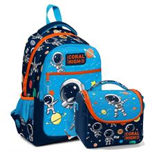 Coral High İlkokul Okul Sırt ve Beslenme Çantası Seti - Erkek Çocuk Lacivert Mavi Astronot