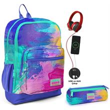 Coral High Renkli Airbrush USB Soketli Okul Çantası ve Kalemlik Seti - Kız Çocuk