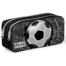 Coral High Siyah Futbol İki Bölmeli Kalem Çantası - Erkek Çocuk