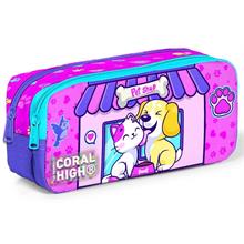 Coral High Kedi Köpek İki Bölmeli Kalem Çantası - Kız Çocuk