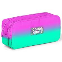 Coral High Pembe Su Yeşili Renk Geçişli İki Bölmeli Kalem Çantası - Kız Çocuk