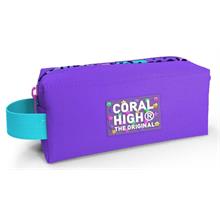 Coral High Mor Leopar Tek Bölmeli Kalemlik - Kız Çocuk Kalem Çantası