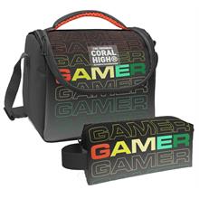Coral High Siyah Gri Gamer Desenli Erkek Çocuk Isı Yalıtımlı Beslenme Çantası ve Kalemlik Seti