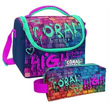 Coral High Pembe Lacivert Grafiti Desenli Erkek Çocuk Isı Yalıtımlı Beslenme Çantası ve Kalemlik Seti